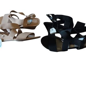 2 New Pairs of Time and Tru Women's Sandals in Black and Tan